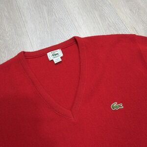 Vintage‎ Izod Lacoste Cardigan Sweater Mens Large V-Neck Tennis Preppy Made USA